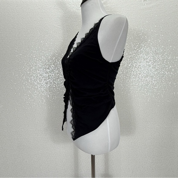 Out From Under Black Lace Cami Top Corset Style Plunge Neck Urban Outfitters LG - Picture 10 of 14